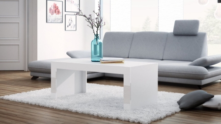 Ława, stolik kawowy do salonu, deko, 120x60x50 cm, biel, mat, biel, połysk