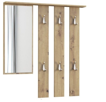Wieszak do przedpokoju, półka, lustro, paris, 99x16x111 cm, dąb artisan