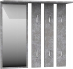 Wieszak na korytarz, półka, lustro, opal, 85x15x82 cm, beton
