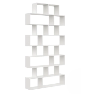 Regał otwarty, ścienny, biblioteczka, KADO, 124x18x240 cm, biały, mat