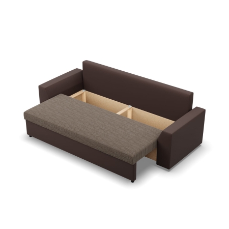 Kanapa rozkładana z funkcją spania, Viktor, ekoskóra, 232x92x92 cm, brąz