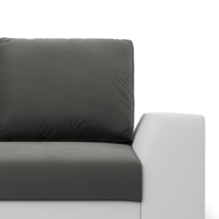 Kanapa rozkładana, Viktor, velvet, ekoskóra, 232x92x92 cm, biel, szary