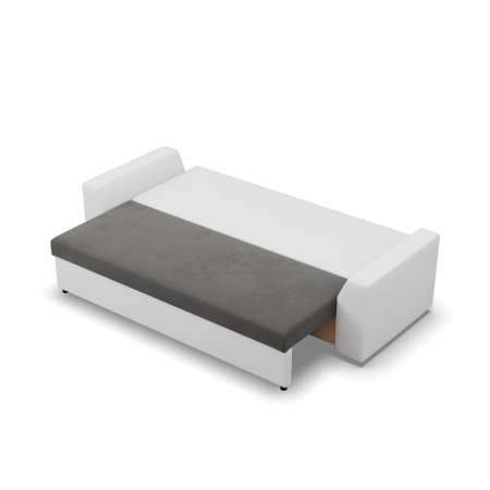 Kanapa rozkładana, Viktor, velvet, ekoskóra, 232x92x92 cm, biel, szary