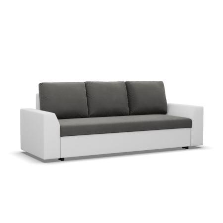 Kanapa rozkładana, Viktor, velvet, ekoskóra, 232x92x92 cm, biel, szary