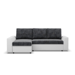 Narożnik z funkcją spania, Viktor, ekoskóra, 243x140x92 cm, biel, popiel