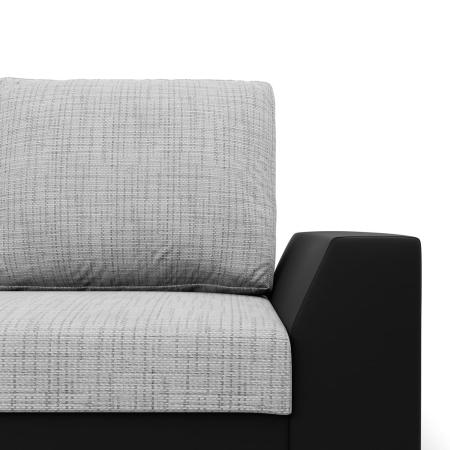 Narożnik z funkcją spania, Viktor, ekoskóra, 243x140x92 cm, szary, czarny.