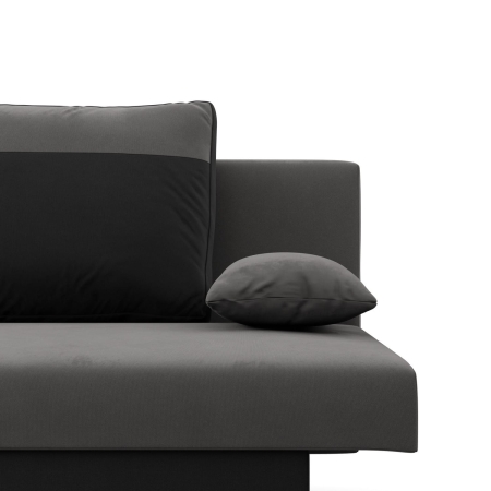 Kanapa, funkcja spania, Hugo, 191x91x92 cm, szary, czarny