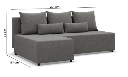 Narożnik z luźnymi poduszkami, Vista, velvet, 201x137x92 cm, butelkowa zieleń