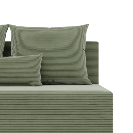 Narożnik z luźnymi poduszkami, Vista, sztruks, 201x137x92 cm, oliwkowy