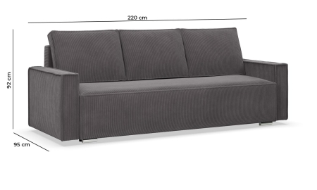Kanapa rozkładana, sztruks, Union, 220x95x92 cm, oliwkowy