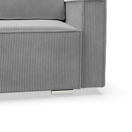 Narożnik z funkcją spania, sztruks, Union, 231x142x92 cm, jasny szary