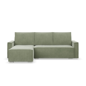 Narożnik z funkcją spania, sztruks, Union, 231x142x92 cm, oliwkowy