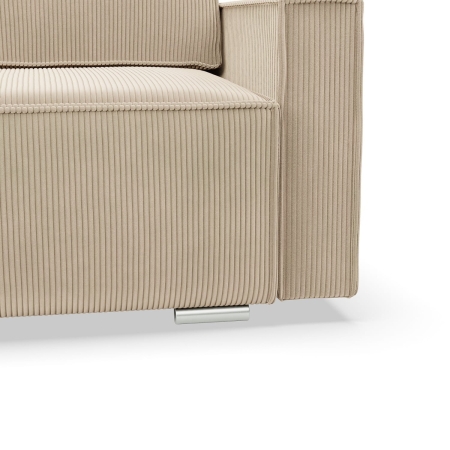 Narożnik z funkcją spania, sztruks, Union, 231x142x92 cm, beżowy