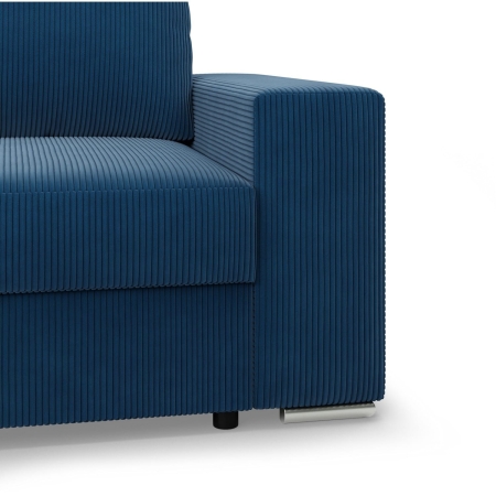 Duży narożnik, Momento, lewy, sztruks, 287x231x86 cm, granatowy