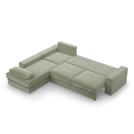 Duży narożnik, Momento, lewy, sztruks, 287x231x86 cm, oliwkowy