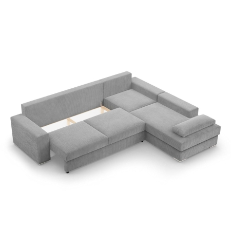 Duży narożnik, Momento, prawy, sztruks, 287x231x86 cm, jasny szary