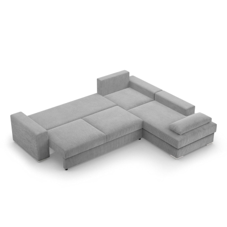 Duży narożnik, Momento, prawy, sztruks, 287x231x86 cm, jasny szary