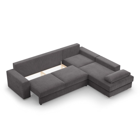 Duży narożnik, Momento, prawy, sztruks, 287x231x86 cm, ciemny szary