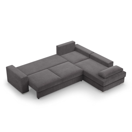 Duży narożnik, Momento, prawy, sztruks, 287x231x86 cm, ciemny szary