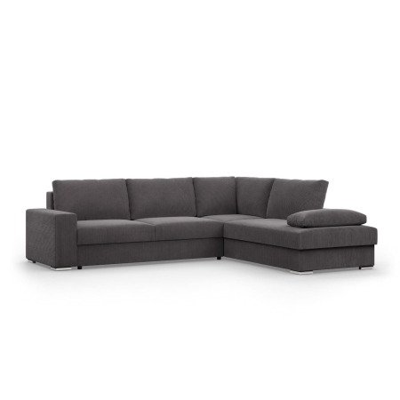 Duży narożnik, Momento, prawy, sztruks, 287x231x86 cm, ciemny szary