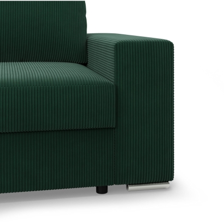 Duży narożnik, Momento, prawy, sztruks, 287x231x86 cm, butelkowa zieleń