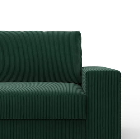 Duży narożnik, Momento, prawy, sztruks, 287x231x86 cm, butelkowa zieleń