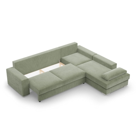 Duży narożnik, Momento, prawy, sztruks, 287x231x86 cm, oliwkowy