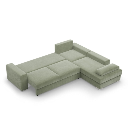 Duży narożnik, Momento, prawy, sztruks, 287x231x86 cm, oliwkowy