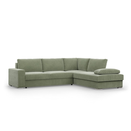 Duży narożnik, Momento, prawy, sztruks, 287x231x86 cm, oliwkowy