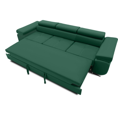 Rozkładana kanapa, Bellezza, 280x100x87 cm, butelkowa zieleń