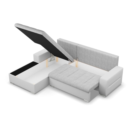 Narożnik do salonu, lewy, Sereno, 243x200x92 cm, biały, szary