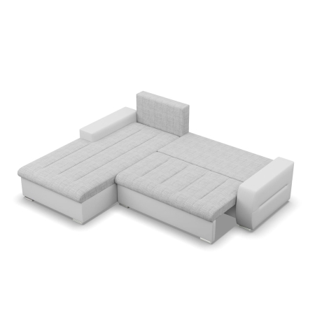 Narożnik do salonu, lewy, Sereno, 243x200x92 cm, biały, szary