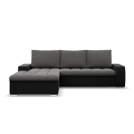 Narożnik, lewy, Sereno, velvet, ekoskóra, 243x200x92 cm, ciemny szary, czarny