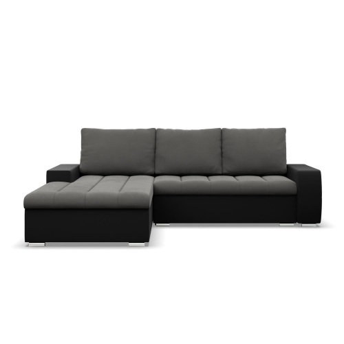 Przejdź do produktu Narożnik, lewy, Sereno, velvet, ekoskóra, 243x200x92 cm, ciemny szary, czarny