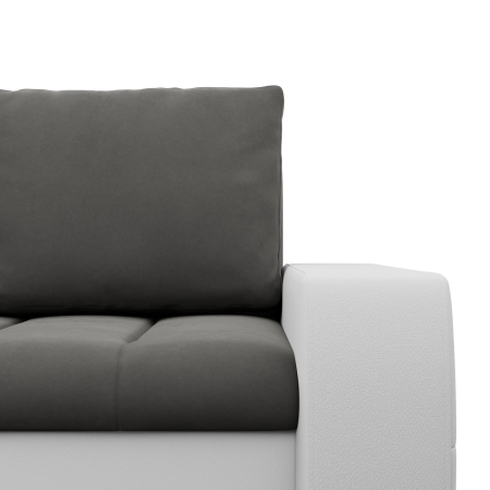 Narożnik, lewy, Sereno, velvet, ekoskóra, 243x200x92 cm, ciemny szary, biały