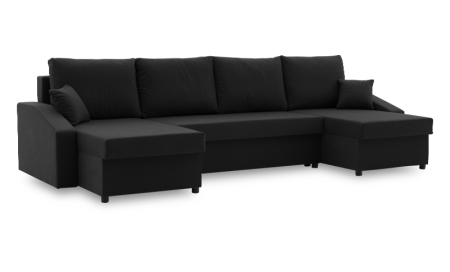 Duży narożnik, MONTERO Plus, 302x138x75 cm, czarny