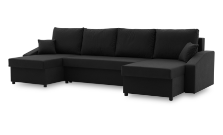 Duży narożnik, MONTERO Plus, 302x138x75 cm, czarny