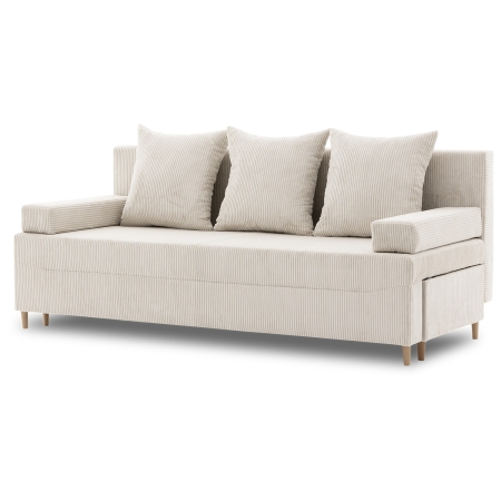 Kanapa rozkładana do salonu, sztruks, PANORA, 191x92x92 cm, beżowy