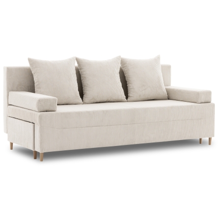 Kanapa rozkładana do salonu, sztruks, PANORA, 191x92x92 cm, beżowy