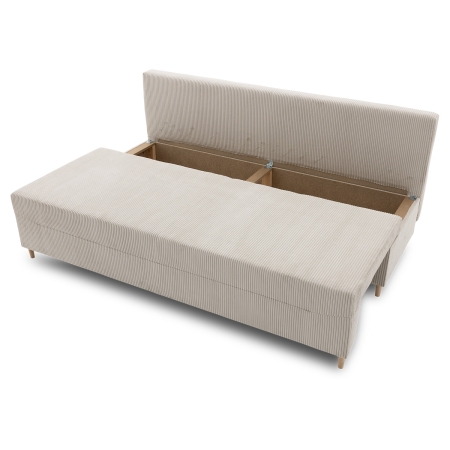 Kanapa rozkładana do salonu, sztruks, PANORA, 191x92x92 cm, beżowy