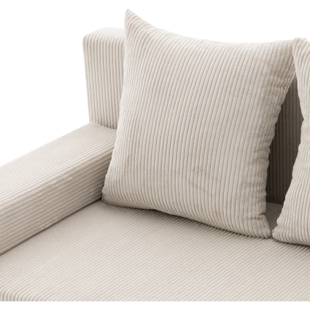 Kanapa rozkładana do salonu, sztruks, PANORA, 191x92x92 cm, beżowy