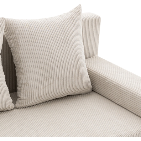 Kanapa rozkładana do salonu, sztruks, PANORA, 191x92x92 cm, beżowy