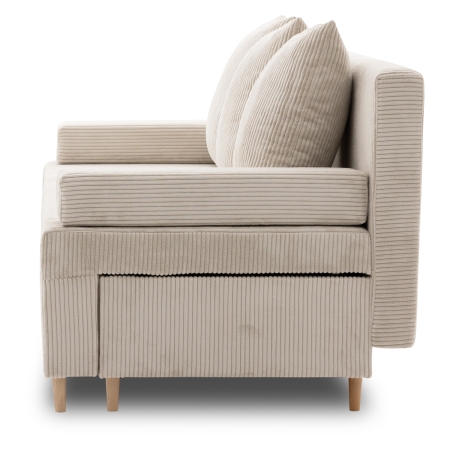 Kanapa rozkładana do salonu, sztruks, PANORA, 191x92x92 cm, beżowy