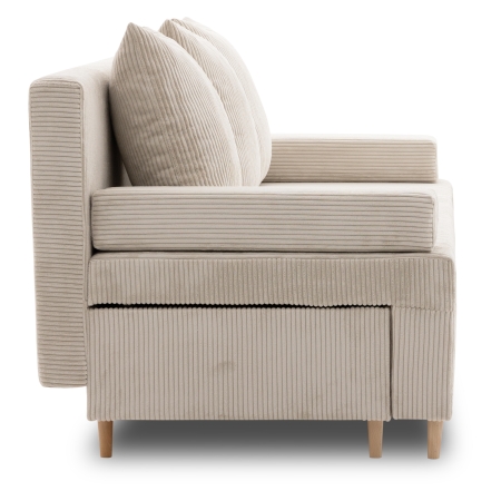 Kanapa rozkładana do salonu, sztruks, PANORA, 191x92x92 cm, beżowy