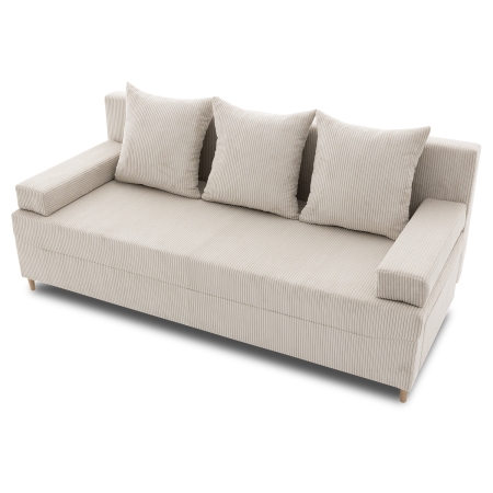 Kanapa rozkładana do salonu, sztruks, PANORA, 191x92x92 cm, beżowy