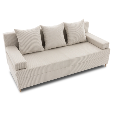 Kanapa rozkładana do salonu, sztruks, PANORA, 191x92x92 cm, beżowy