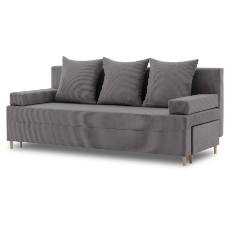 Kanapa rozkładana do salonu, sztruks, PANORA, 191x92x92 cm, ciemny szary