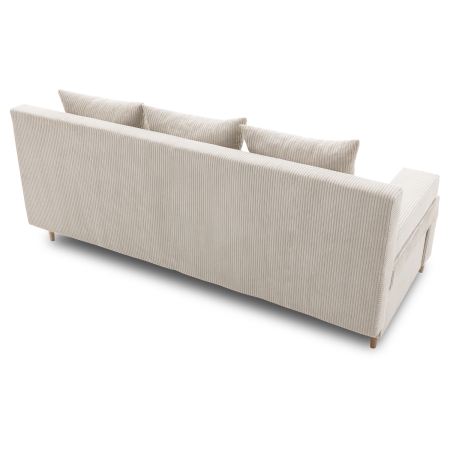 Kanapa z pufą, trzyosobowa, 3w1, sztruks, PANORA, 191x92x92 cm, beżowy