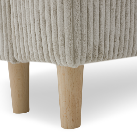 Kanapa z pufą, trzyosobowa, 3w1, sztruks, PANORA, 191x92x92 cm, beżowy