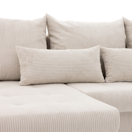 Narożnik uniwersalny, sztruksowy, LUMARO, 203x142x75 cm, beżowy